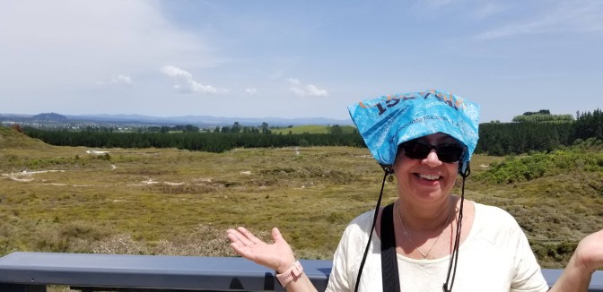 Improvisational sun hat while on a walk in the Craters of the Moon Thermal Area. I think this could be a thing!