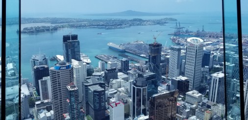 A view from the Sky Tower of the CBD, Auckland Harbor and (of course) an extinct volcano in the distance!